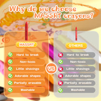 The advantages and disadvantages of massrt jumbo crayons compared to other crayons: safer, stronger, easier to clean, etc.