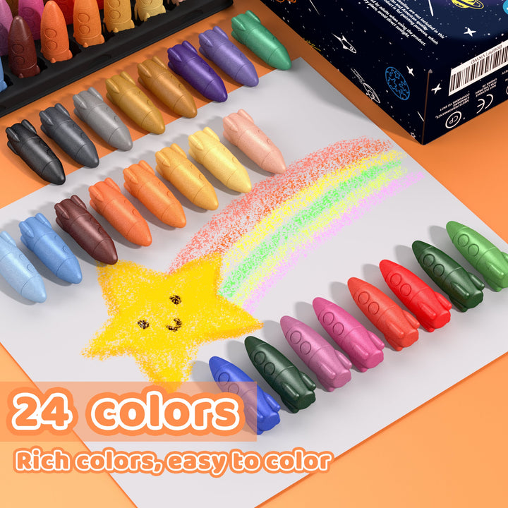 Rocket Crayon 24 colors rich colors,easy to color